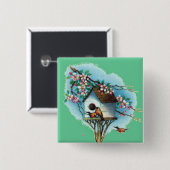 Vintager Birdhouse Button (Vorne & Hinten)