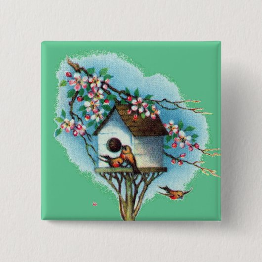 Vintager Birdhouse Button (Vorderseite)