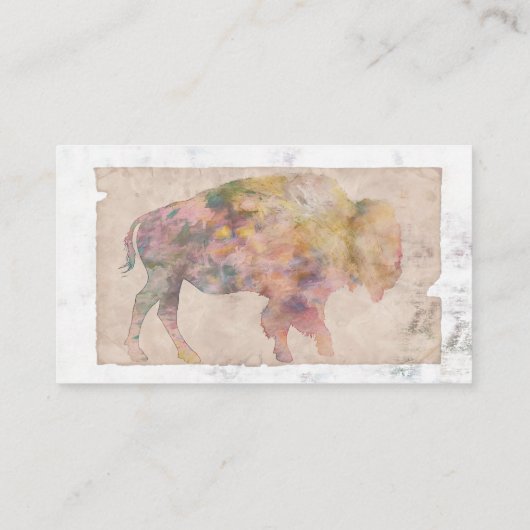 Vintager Bison Art sepia zweiseitig Visitenkarte (Rückseite)