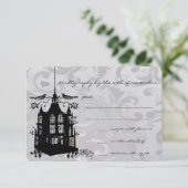 Vintager Black Bird Cage Pink Akzent Hochzeit RSVP (Stehend Vorderseite)