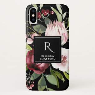 VINTAGER BLACK BLUSPINK BURGUNDY PROTEA FLORAL Case-Mate iPhone HÜLLE