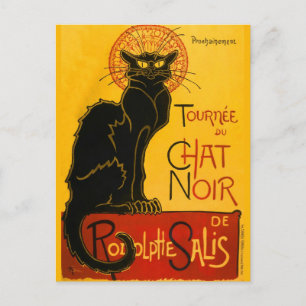 Vintager Black Cat Art Nouveau Chat Noir Steinlen Postkarte