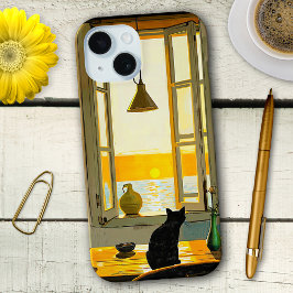 Vintager Black Cat Art Phone Case