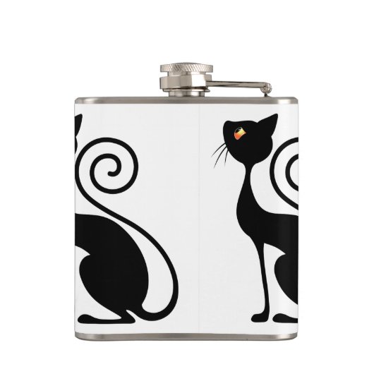 Vintager Black Cat-Stil Flachmann (Rückseite)