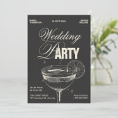 Vintager Black Cocktail Hochzeitsfeier Einladung (Stehend Vorderseite)