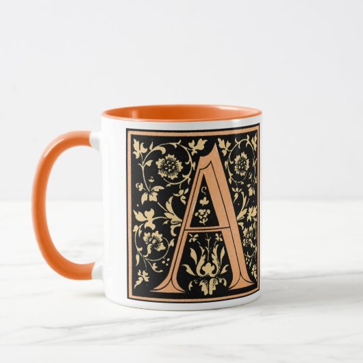 Vintager Black & Gold Letter 'A' - Tasse (Links)