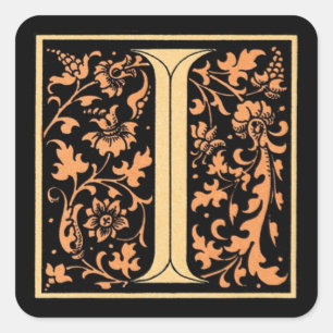 Vintager Black & Gold Letter "I" - Aufkleber
