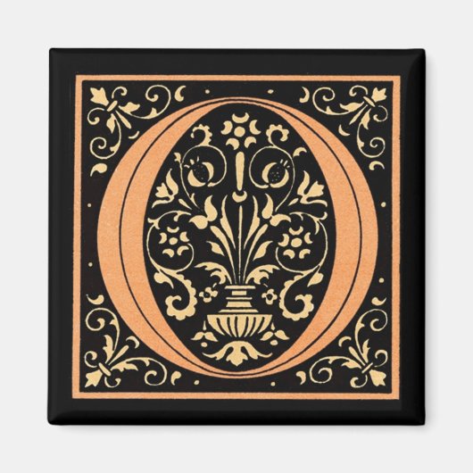 Vintager Black & Gold Letter 'O' Magnet (Vorne)
