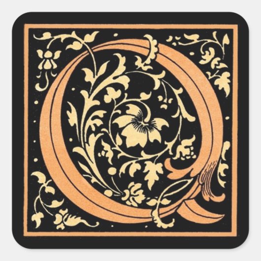 Vintager Black & Gold Letter "Q" - Aufkleber (Vorderseite)