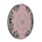VINTAGER BLACK UND PINK-DAMASK DARTSCHEIBE (Vorderseite Links)