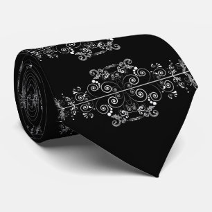 VINTAGER BLACK- UND WEISSER FILIGREESPATTER KRAWATTE