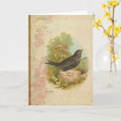 Vintager Blackbird-Geburtstag Karte (Gelbe Blume)