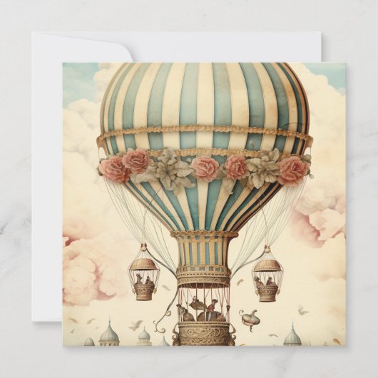 Vintager Bläserblauer Streifen Heißluftballon (Vorderseite)