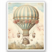 Vintager Bläserblauer Streifen Heißluftballon Aufkleber (Vorderseite)