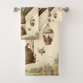 Vintager Bläserblauer Streifen Heißluftballon Badhandtuch Set (Insitu)