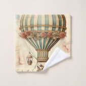 Vintager Bläserblauer Streifen Heißluftballon Badhandtuch Set (Waschlappen)
