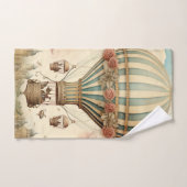Vintager Bläserblauer Streifen Heißluftballon Badhandtuch Set (Handtuch)
