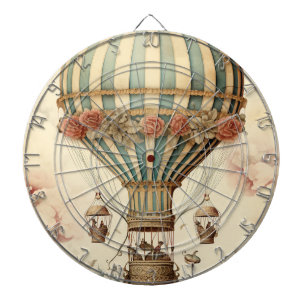 Vintager Bläserblauer Streifen Heißluftballon Dartscheibe