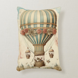 Vintager Bläserblauer Streifen Heißluftballon Dekokissen