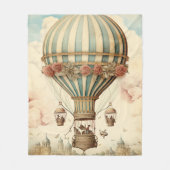Vintager Bläserblauer Streifen Heißluftballon Fleecedecke (Vorderseite)
