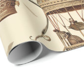 Vintager Bläserblauer Streifen Heißluftballon Geschenkpapier (Rolleneckpunkt)