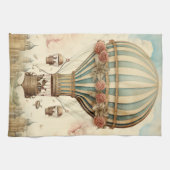 Vintager Bläserblauer Streifen Heißluftballon Geschirrtuch (Horizontal)