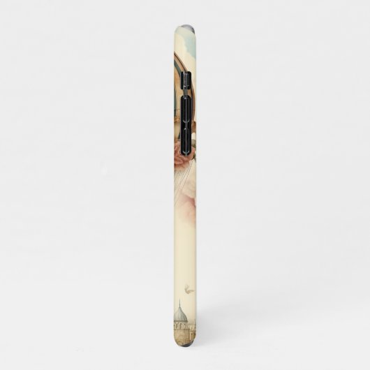 Vintager Bläserblauer Streifen Heißluftballon iPhone Hülle (Linke Seite)