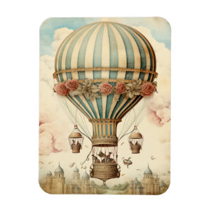 Vintager Bläserblauer Streifen Heißluftballon Magnet