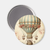 Vintager Bläserblauer Streifen Heißluftballon Magnet (Vorderseite/Rückseite)