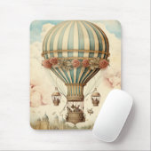 Vintager Bläserblauer Streifen Heißluftballon Mousepad (Mit Mouse)