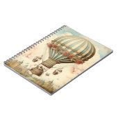 Vintager Bläserblauer Streifen Heißluftballon Notizblock (Linke Seite)