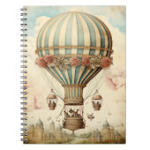 Vintager Bläserblauer Streifen Heißluftballon Notizblock (Vorderseite)