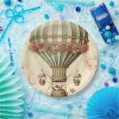 Vintager Bläserblauer Streifen Heißluftballon Pappteller (Party)