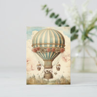 Vintager Bläserblauer Streifen Heißluftballon