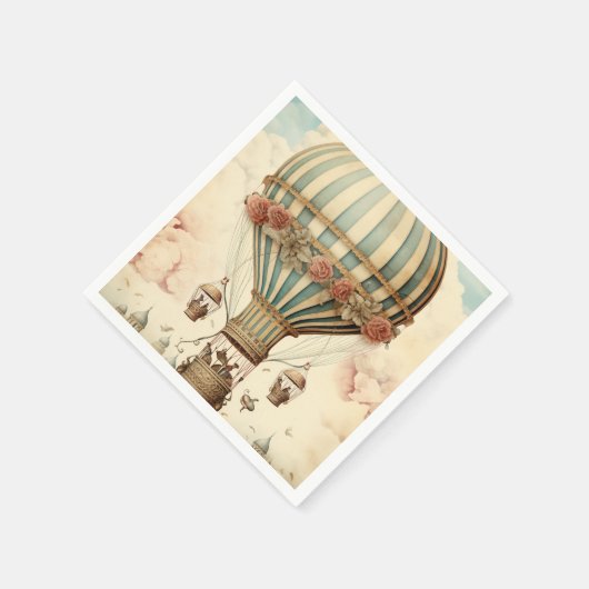 Vintager Bläserblauer Streifen Heißluftballon Serviette (Ecke)