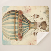 Vintager Bläserblauer Streifen Heißluftballon Sherpadecke (Vorderseite (Horizontal))