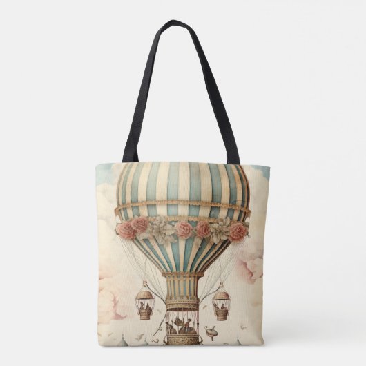 Vintager Bläserblauer Streifen Heißluftballon Tasche (Rückseite)