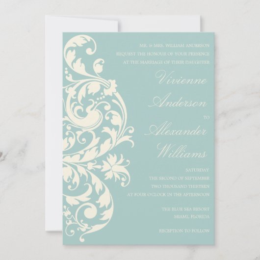 Vintager BLAU- UND KREDITBLÜH | EINLADUNG (Vorderseite)