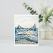 VINTAGER BLAUE MERMAID OCEAN DRUCK POSTKARTE (Stehend Vorderseite)