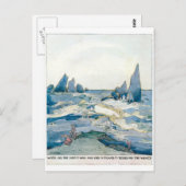 VINTAGER BLAUE MERMAID OCEAN DRUCK POSTKARTE (Vorne/Hinten)