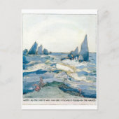 VINTAGER BLAUE MERMAID OCEAN DRUCK POSTKARTE (Vorderseite)