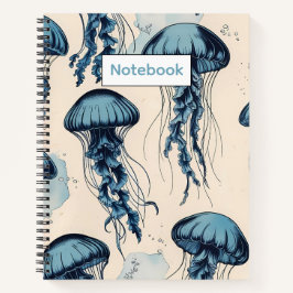 Vintager Blaue Quallen Ozean Themenwelt Uni reguli Notizblock