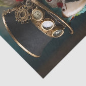 Vintager Blaue und grüner Steampenpapagei Seidenpapier (Ausschnitt)