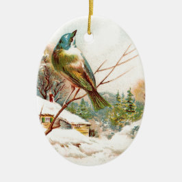 Vintager Blaue Vogel Keramikornament