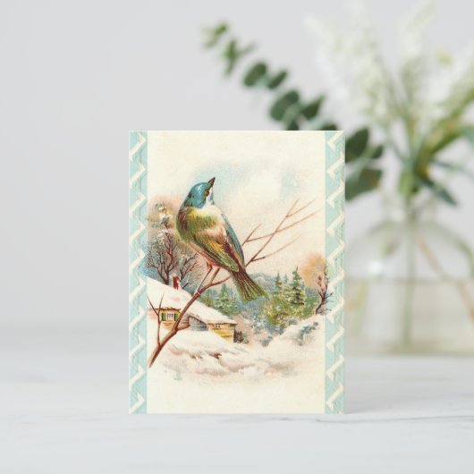 Vintager Blaue Vogel Postkarte (Stehend Vorderseite)