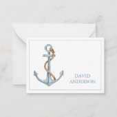 Vintager blauer Anker mit Personalisiertem Seil Mitteilungskarte (Vorderseite)