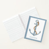 Vintager blauer Anker mit Personalisiertem Seil Notizblock (Innenseite)