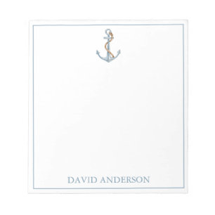 Vintager blauer Anker mit Personalisiertem Seil Notizblock