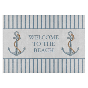 Vintager blauer Anker mit Personalisiertem Seil Schneidebrett