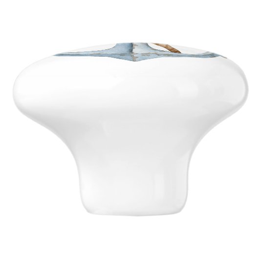 Vintager blauer Anker mit Seilbahn Keramikknauf (Seitenansicht)